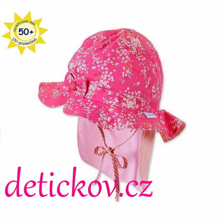 Sterntaler růžový klobouček se zavazováním UV 50 +
