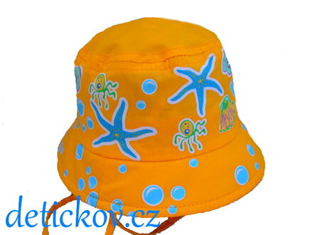 Oranžový letní klobouček zavazovací ,,SEA,,