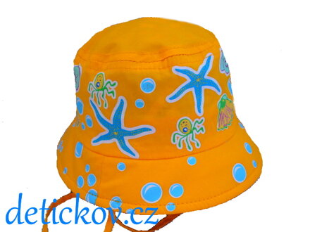 Oranžový letní klobouček zavazovací ,,SEA,,