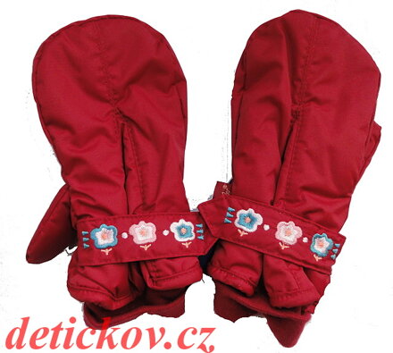 sterntaler rukavice palčáky červené s kytičkami