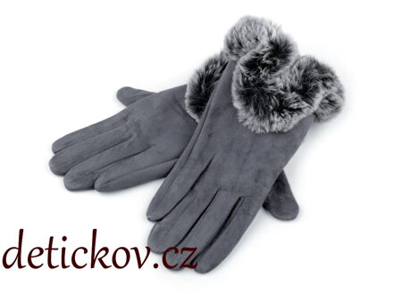 Dámské rukavice s kožešinou šedé