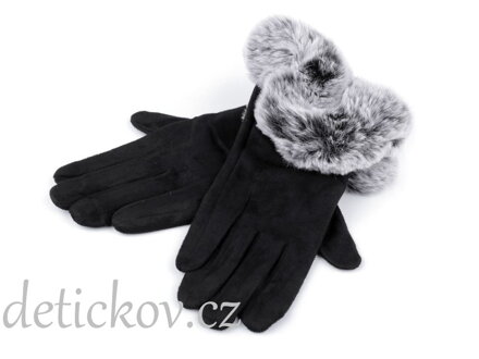 Dámské rukavice s kožešinou černé