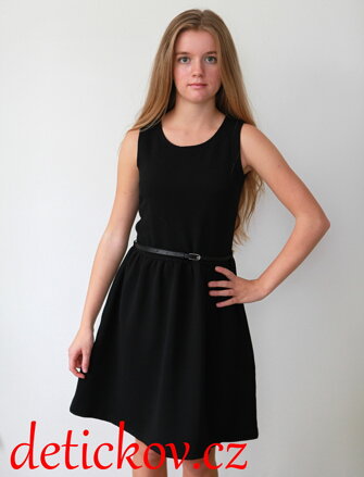 Topo dívčí černé pouzdrové šaty s pásečkem