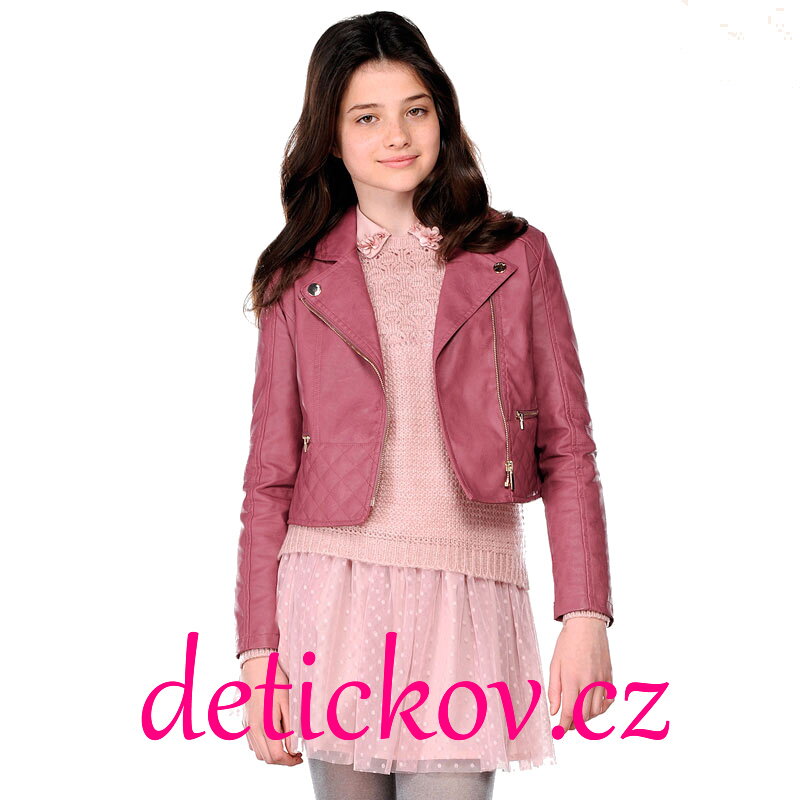 Mayoral girl kožená bunda do pasu vínovo-růžová Mayoral girl kožená bunda do pasu vínovo-růžová