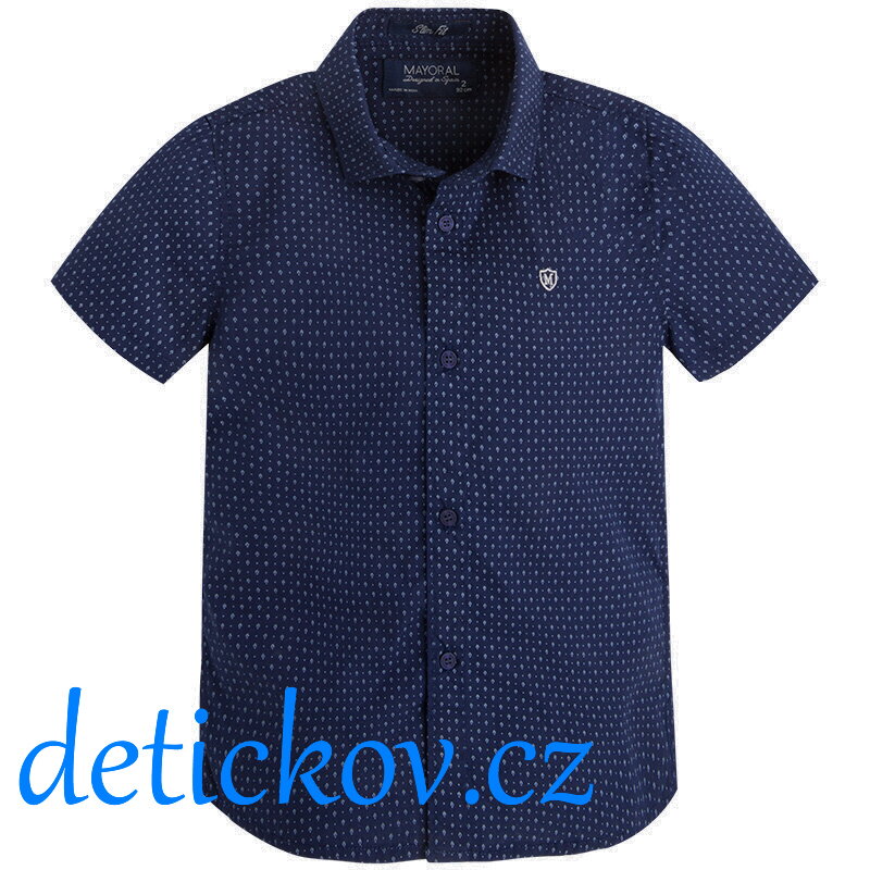 Mayoral mini boy košile s krátkým rukávem slim fit tmavě modrá potištěná Mayoral mini boy košile s krátkým rukávem slim fit tmavě modrá potištěná