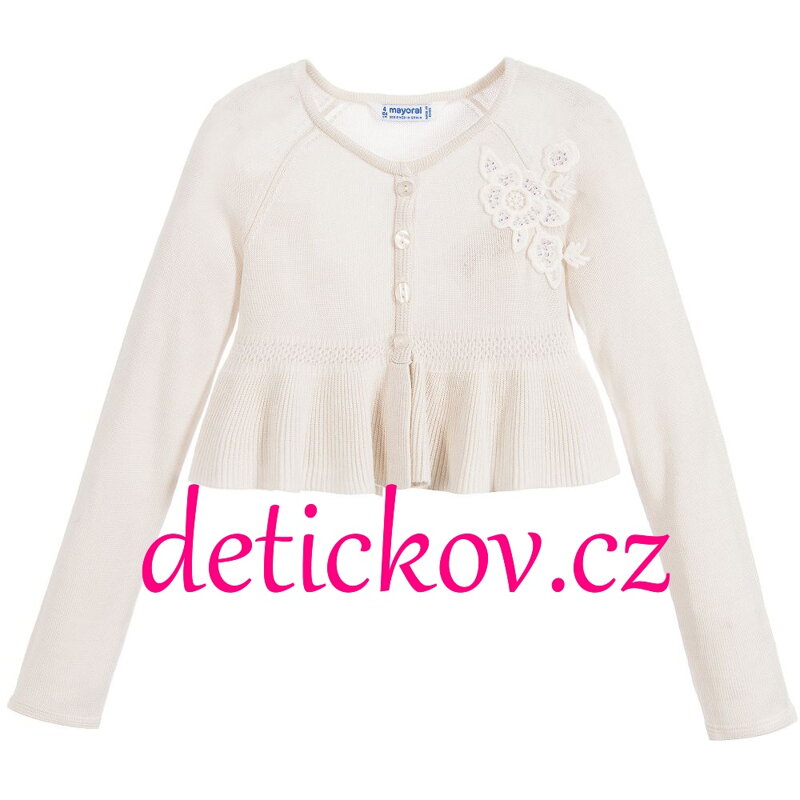 Mayoral luxusní cardigan- bolerko z úpletu s aplikací béžové Mayoral luxusní cardigan- bolerko z úpletu s aplikací béžové