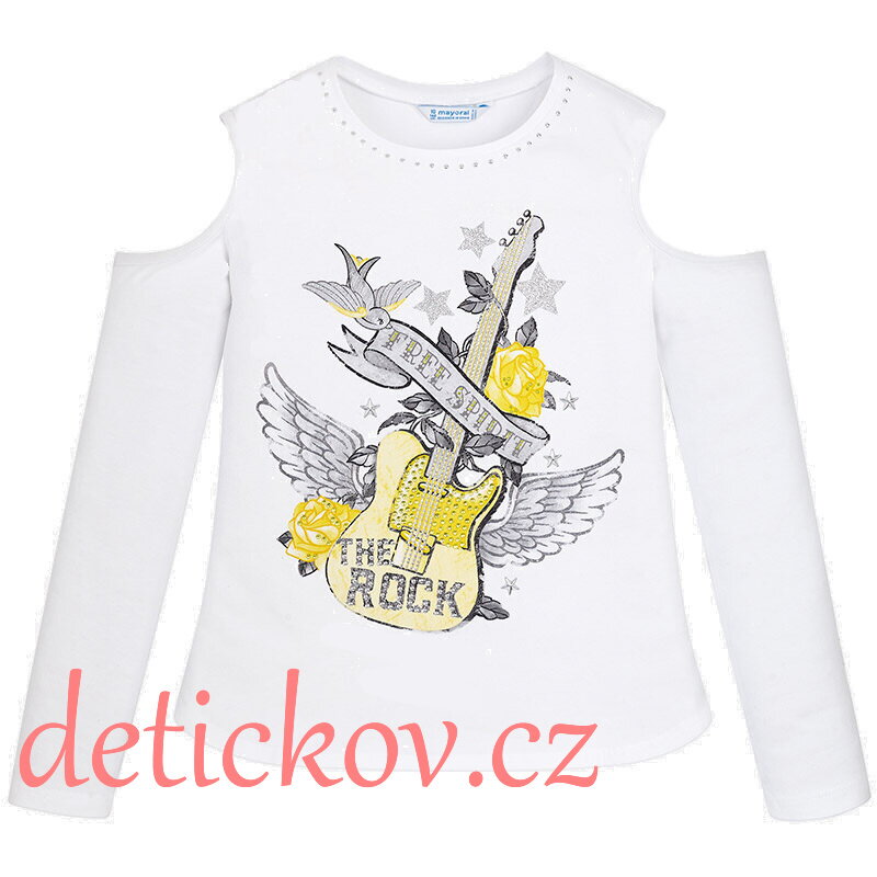 Mayoral dívčí tričko ,,Rock,, bílé se žlutým potiskem Mayoral dívčí tričko ,,Rock,, bílé se žlutým potiskem