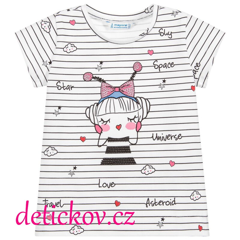 Mayoral mini girl tričko s proužky ,, Love,, krátký rukáv Mayoral mini girl tričko s proužky ,, Love,, krátký rukáv