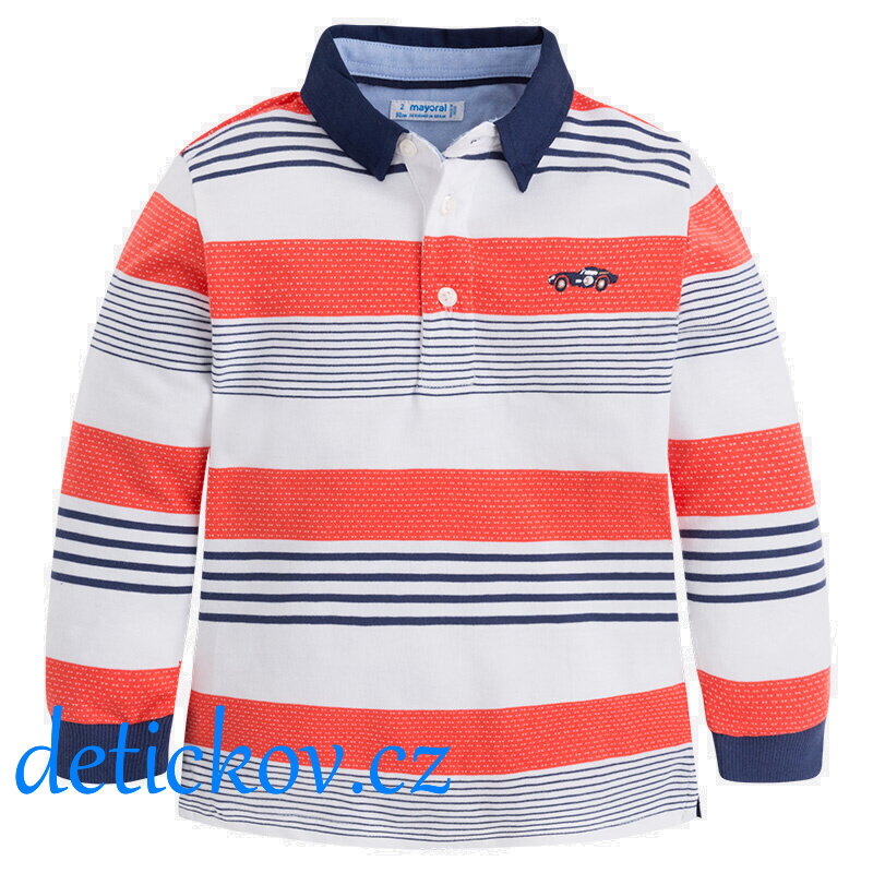 Mayoral mini boy polo s dlouhým rukávem červené pruhy Mayoral mini boy polo s dlouhým rukávem červené pruhy