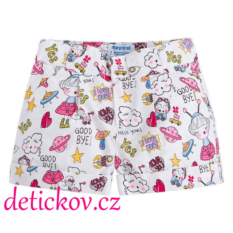Mayoral mini girl celopotištěné kraťasy ,,Good bye ,, Mayoral mini girl celopotištěné kraťasy ,,Good bye ,,