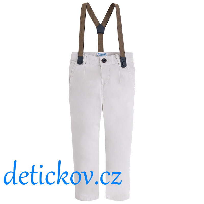 Mayoral mini boy chino béžové kalhoty s kšandami Mayoral mini boy chino béžové kalhoty s kšandami