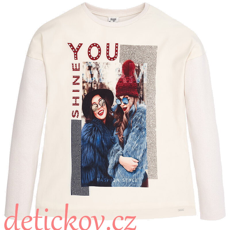 Mayoral girl tričko s třpytivými rukávy "You shine" Mayoral girl tričko s třpytivými rukávy "You shine"