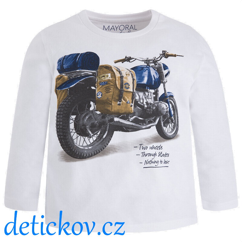 Mayoral mini boy triko ,,MOTORKA ,, bílé  b. 79