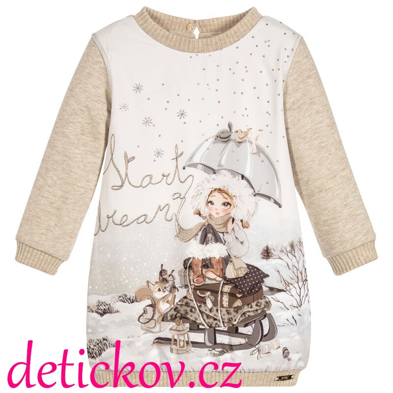 Mayoral mini girl zimní šatičky ,, Sáňky,, béžové