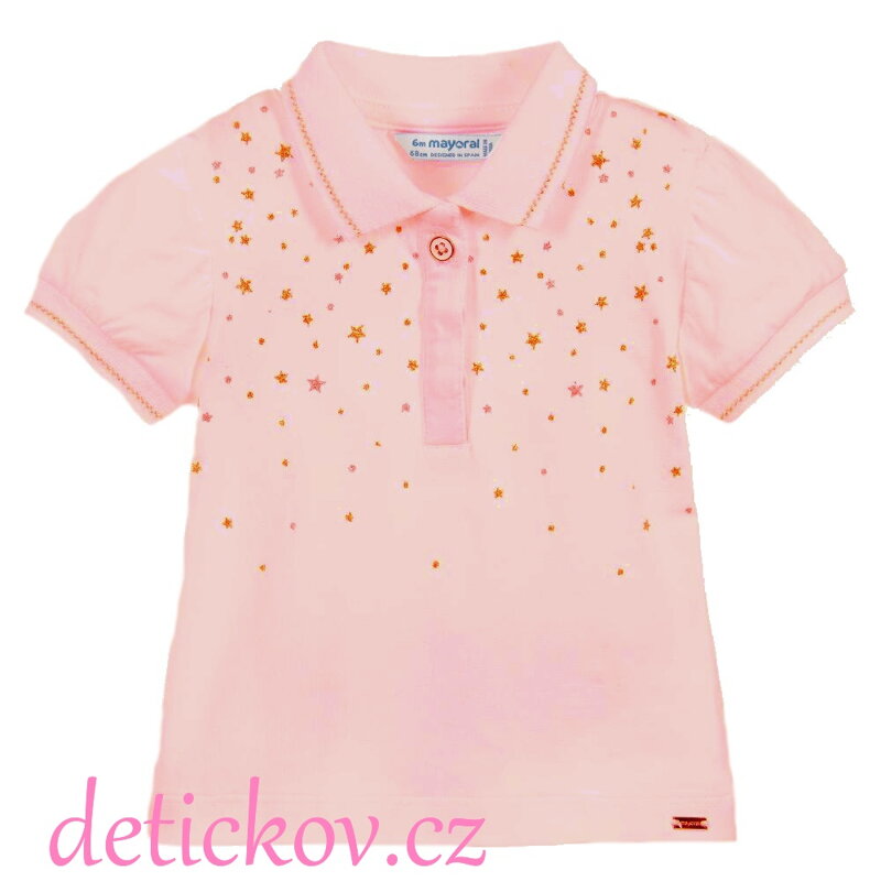 Mayoral baby girl polo se zlatou výšivkou růžové Mayoral baby girl polo se zlatou výšivkou růžové