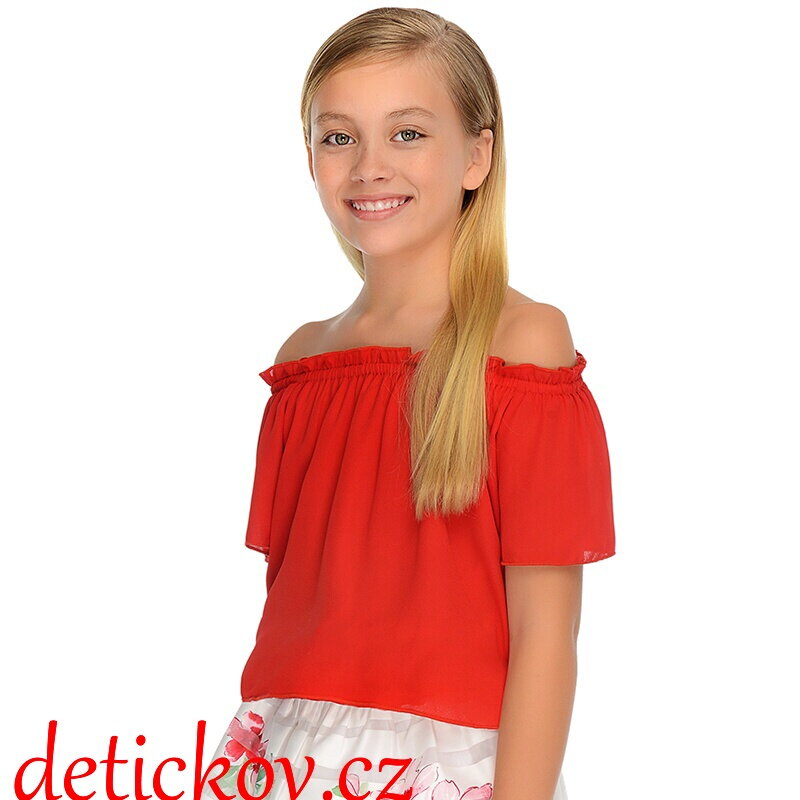 Mayoral girl lehoučký šifonový top červený