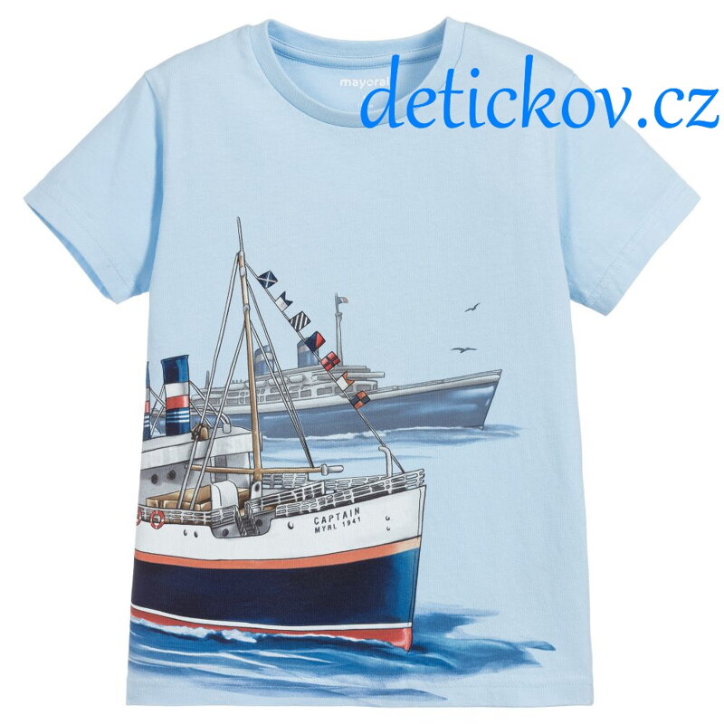 Mayoral mini boy tričko ,, Parník ,, světlonce modré Mayoral mini boy tričko ,, Parník ,, světlonce modré