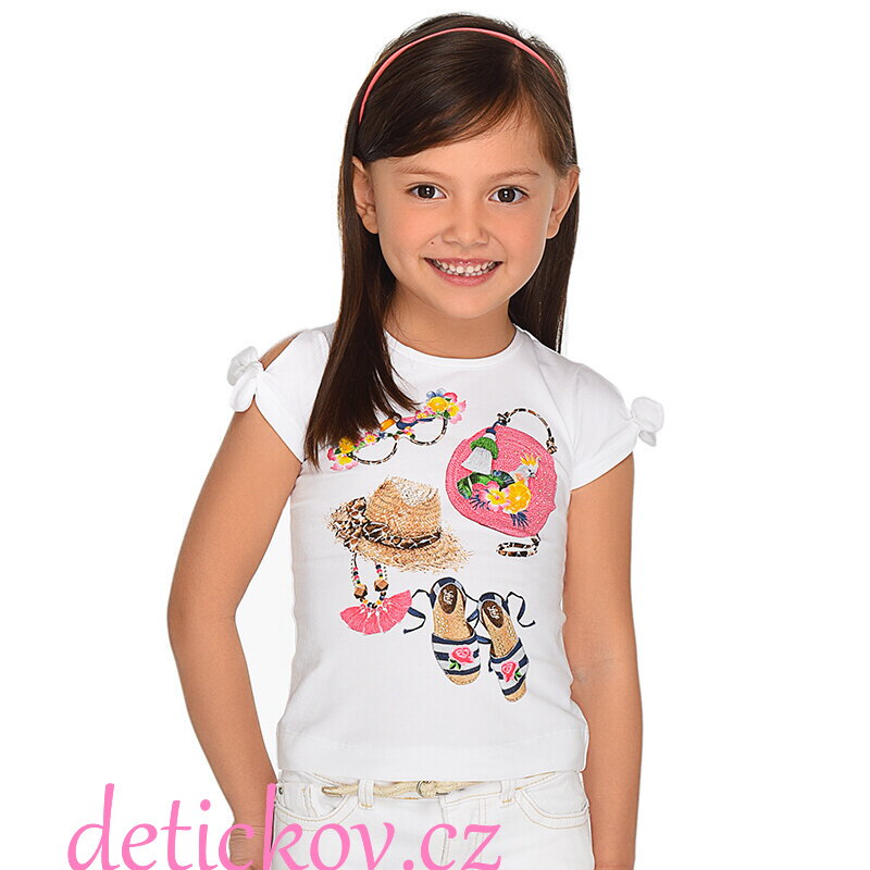 Mayoral mini girl tričko ,,Summer outfit,, bílé Mayoral mini girl tričko ,,Summer outfit,, bílé