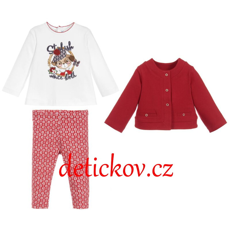 Mayoral baby 3 dílný komplet tunika+legínky+ bolerko červené b.38