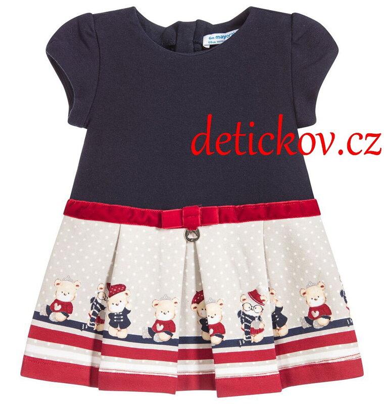 Mayoral baby girl šatičky ,,Bear,, modro-červené Mayoral baby girl šatičky ,,Bear,, modro-červené
