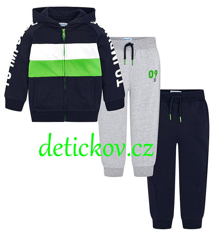 Mayoral mini boy souprava se 2 ks tepláků - zelený pruh Mayoral mini boy souprava se 2 ks tepláků - zelený pruh