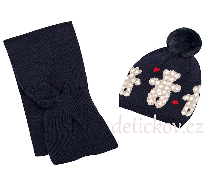 MAYORAL baby zimní set čepice se šálou ,,Medvídek,, modrý MAYORAL baby zimní set čepice se šálou ,,Medvídek,, modrý