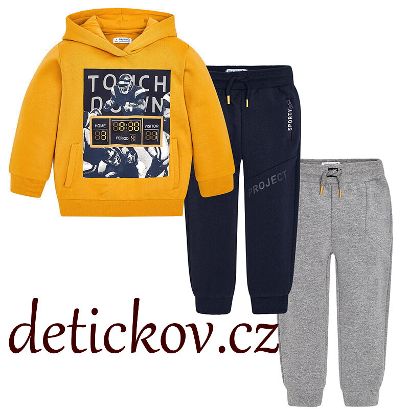 Mayoral mini boy souprava se dvěma tepláky ,, Touch,, medová Mayoral mini boy souprava se dvěma tepláky ,, Touch,, medová