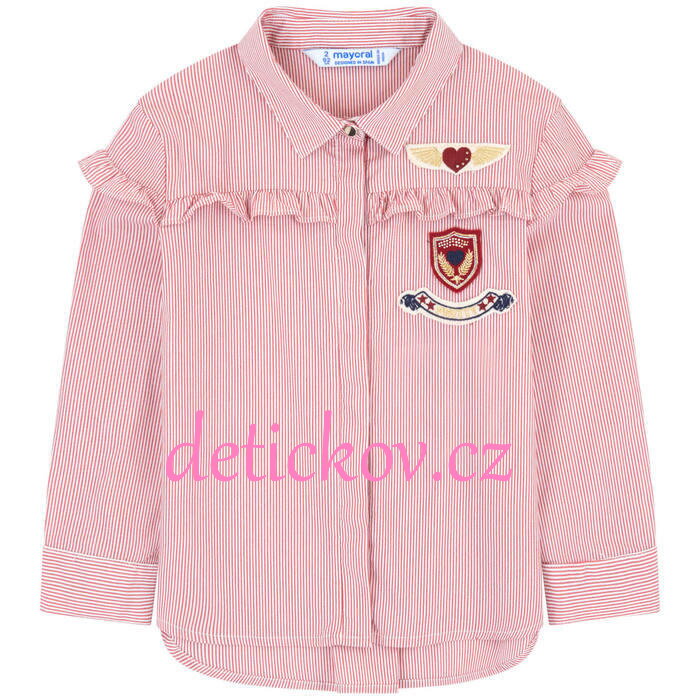Mayoral mini girl dívčí košile s proužky malinová Mayoral mini girl dívčí košile s proužky malinová