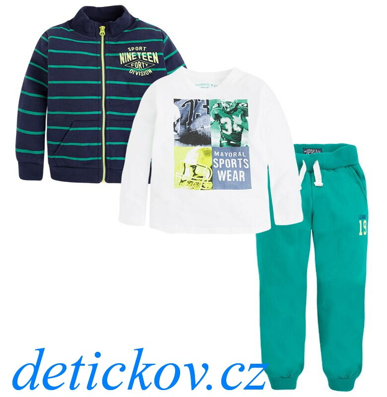 Mayoral mini boy zelený 3 set - tepláková souprava + tričko "19" Mayoral mini boy zelený 3 set - tepláková souprava + tričko "19"