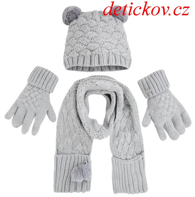 MAYORAL dívčí zimní set s rukavičkami šedý