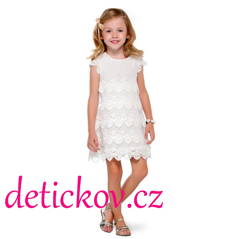 Mayoral mini girl šaty z krajky krémové Mayoral mini girl šaty z krajky krémové