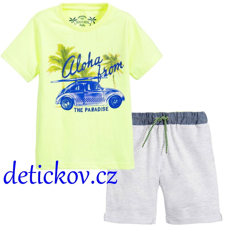 Myoral mini boy letní komplet ,,Aloha,, limetkový Myoral mini boy letní komplet ,,Aloha,, limetkový