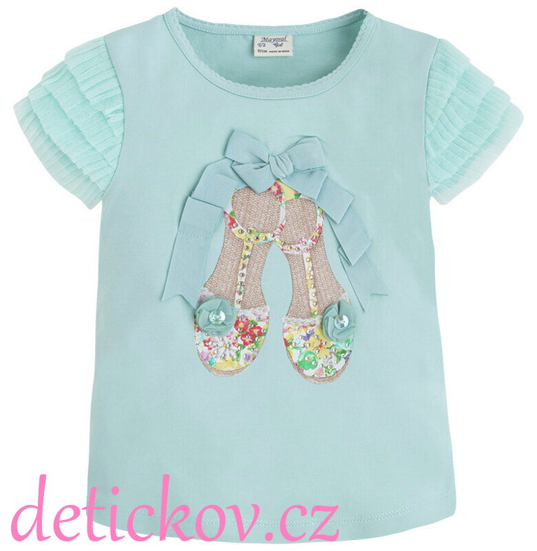 Mayoral mini girl tričko s tylovými rukávy ,, Střevíčky ,, zelené Mayoral mini girl tričko s tylovými rukávy ,, Střevíčky ,, zelené