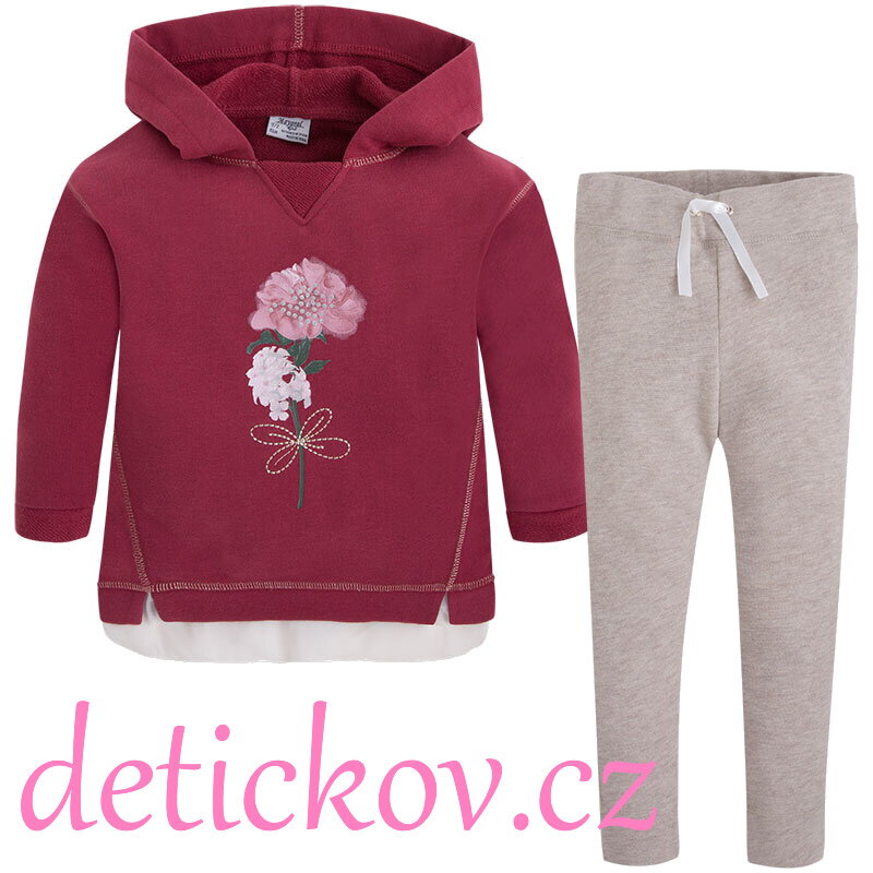Mayoral mini girl komplet s legínkami ,,Květina,, vínový Mayoral mini girl komplet s legínkami ,,Květina,, vínový