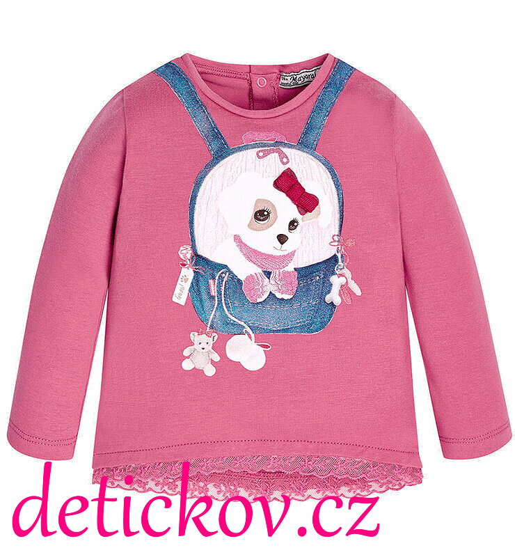 Mayoral baby girl tričko ,,Štěňátko,, tmavě růžové Mayoral baby girl tričko ,,Štěňátko,, tmavě růžové