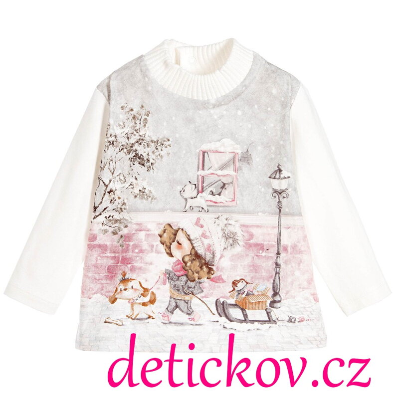 Mayoral baby girl tričko - roláček ,,Zimní procházka ,,bílé