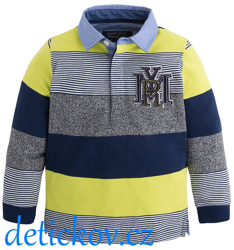 Mayoral mini boy polo šedo- žluté pruhy Mayoral mini boy polo šedo- žluté pruhy