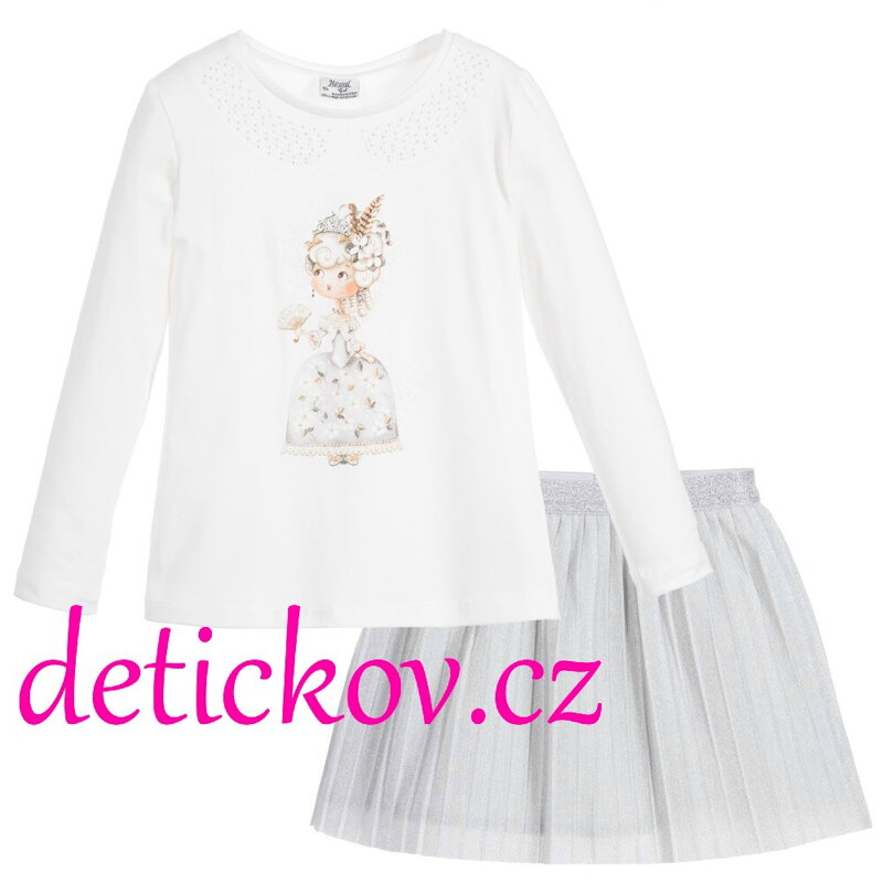 Mayoral mini girl komplet stříbrná sukýnka + halenka Mayoral mini girl komplet stříbrná sukýnka + halenka