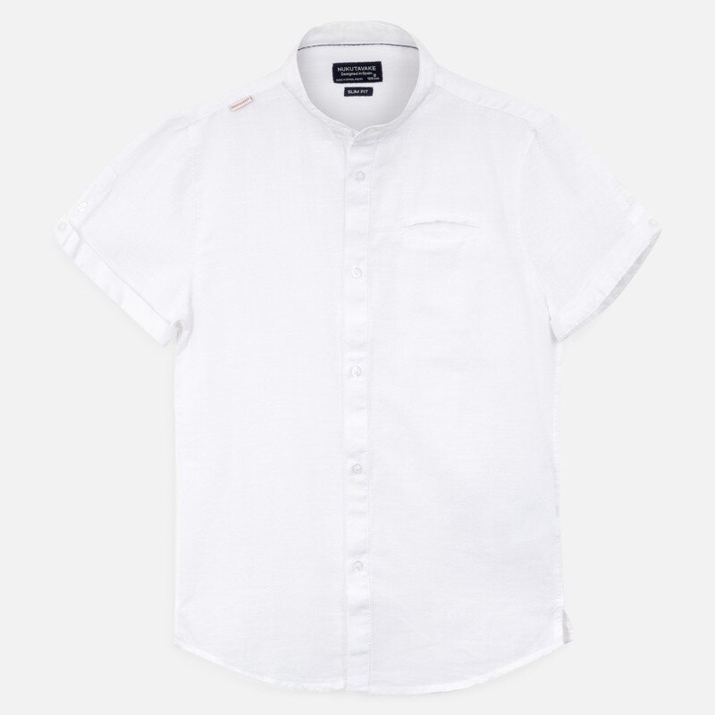 Mayoral boy bílá plátěná košile se stojáčkem krátký rukáv  024