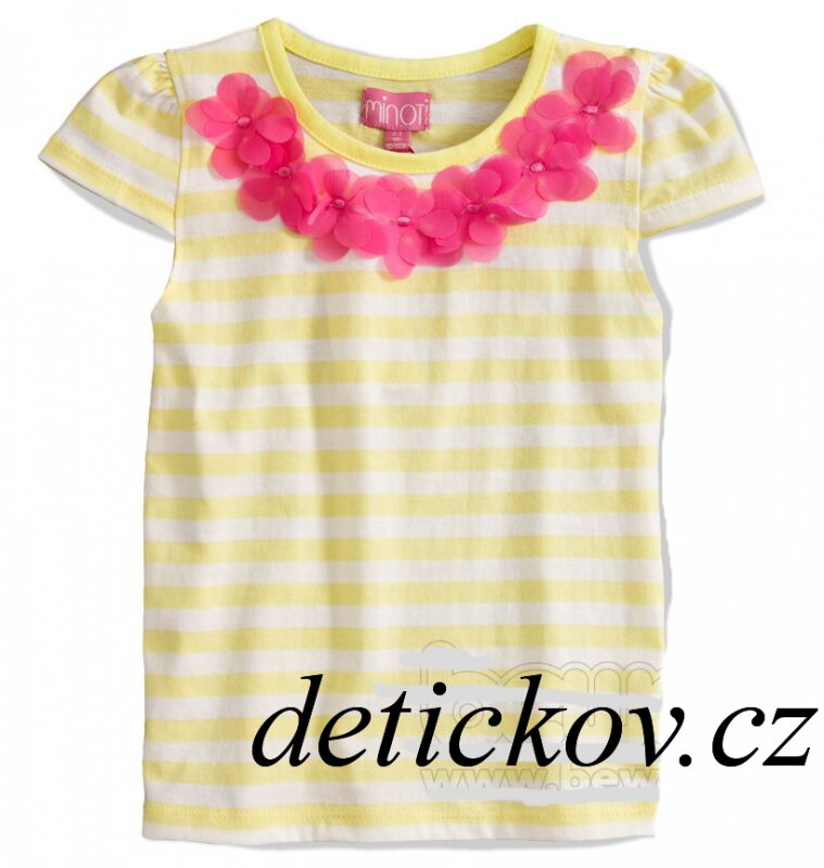 dívčí tričko s aplikací kytiček žluté