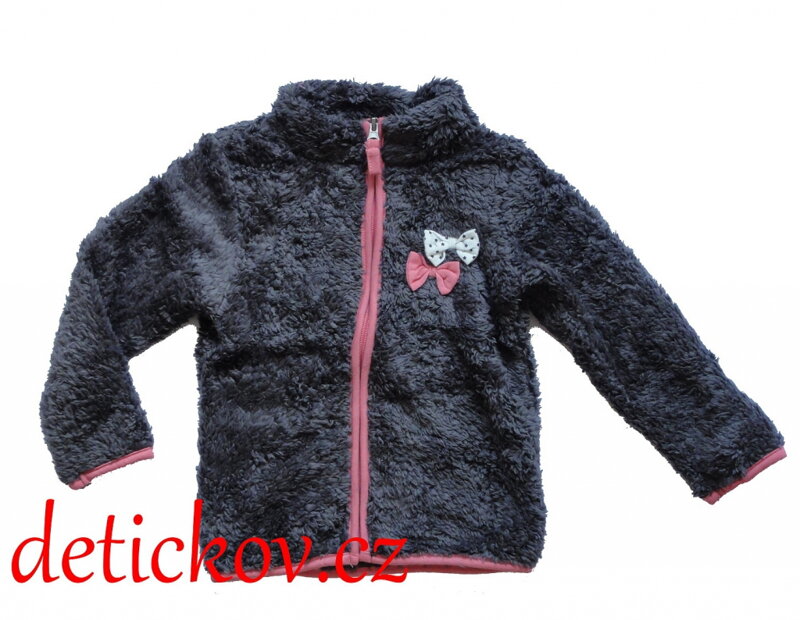 BS mini girl propínací dívčí mikina tmavě šedá chlupatka BS mini girl propínací dívčí mikina tmavě šedá chlupatka