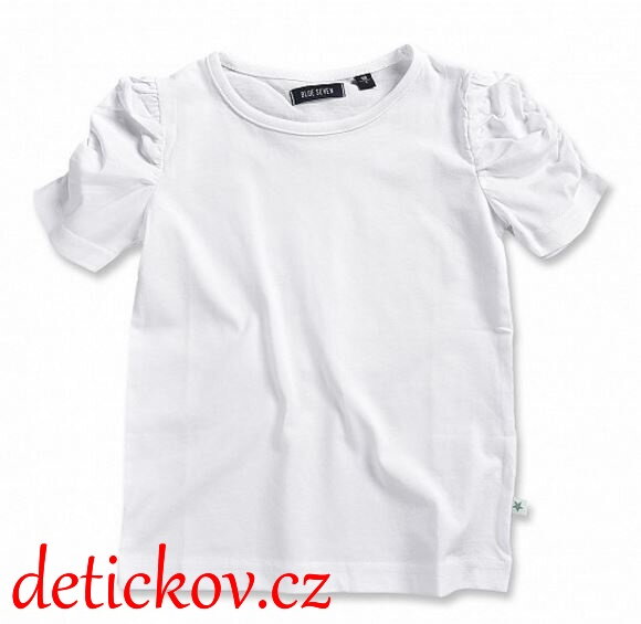 Dívčí bavlněné tričko BS s nařaseným krátkým rukávem bílé