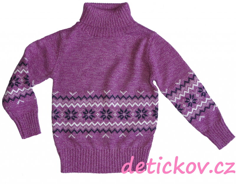 BS mini girl fialový rolák s norským vzorem BS mini girl fialový rolák s norským vzorem