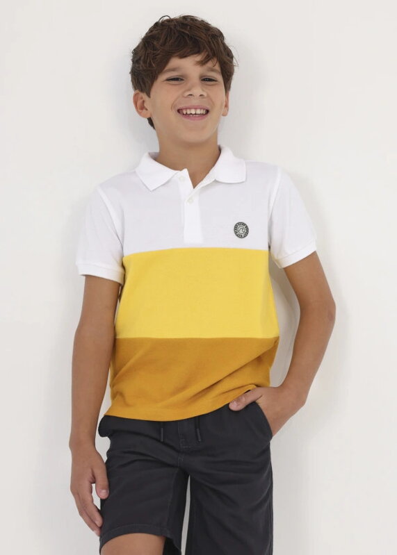 Mayoral boy polo bílo-žluté b. 045 Mayoral boy polo bílo-žluté b. 045