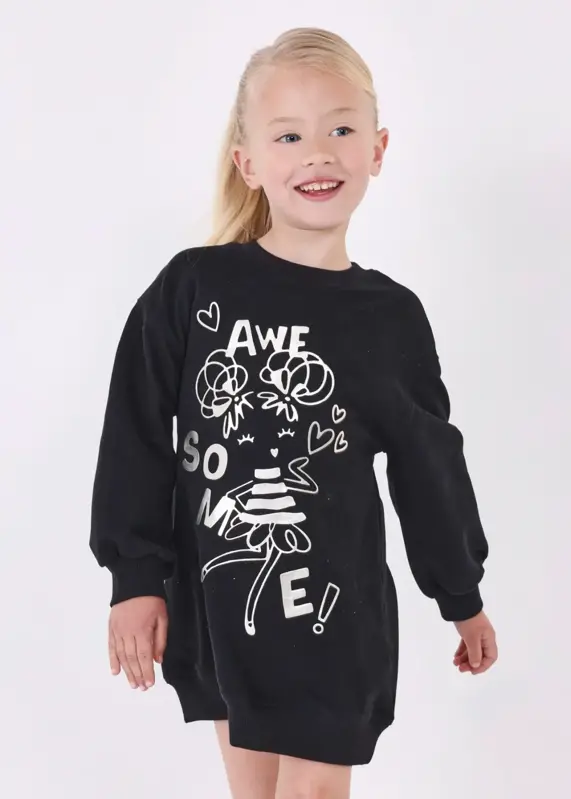 Mayoral mini girl černé mikinové šaty b. 015 Mayoral mini girl černé mikinové šaty b. 015