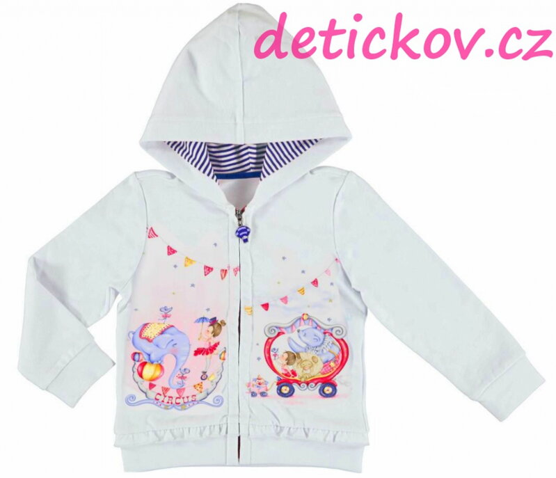 Mayoral mini girl mikinka ,, Cirkus,, modrý proužek Mayoral mini girl mikinka ,, Cirkus,, modrý proužek