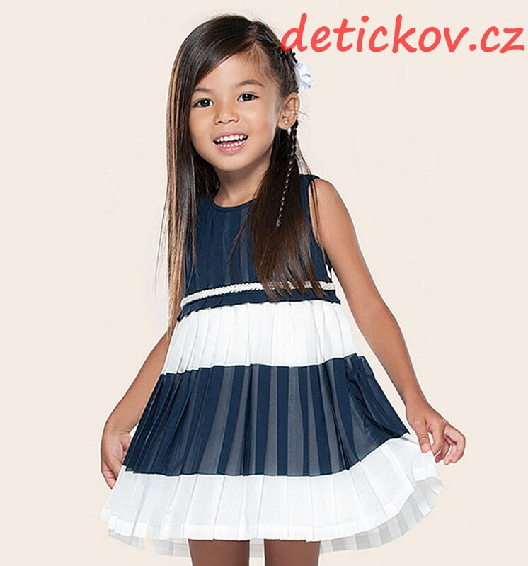 Mayoral mini girl šatičky se sklady modré Mayoral mini girl šatičky se sklady modré