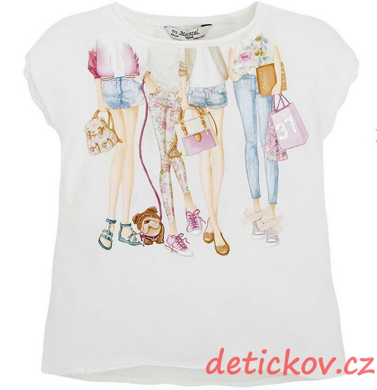 Mayoral mini girl tričko ,,Four girls,, růžový potisk Mayoral mini girl tričko ,,Four girls,, růžový potisk