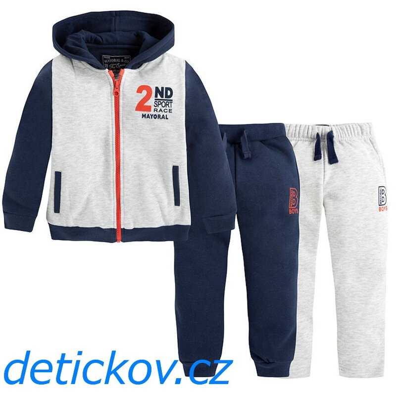 Mayoral mini chlapecká souprava se 2 ks tepláků- červený zip Mayoral mini chlapecká souprava se 2 ks tepláků- červený zip