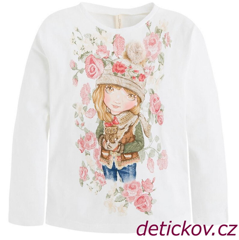 Mayoral mini girl triko ,Holčička se sovou,, krémové Mayoral mini girl triko ,Holčička se sovou,, krémové